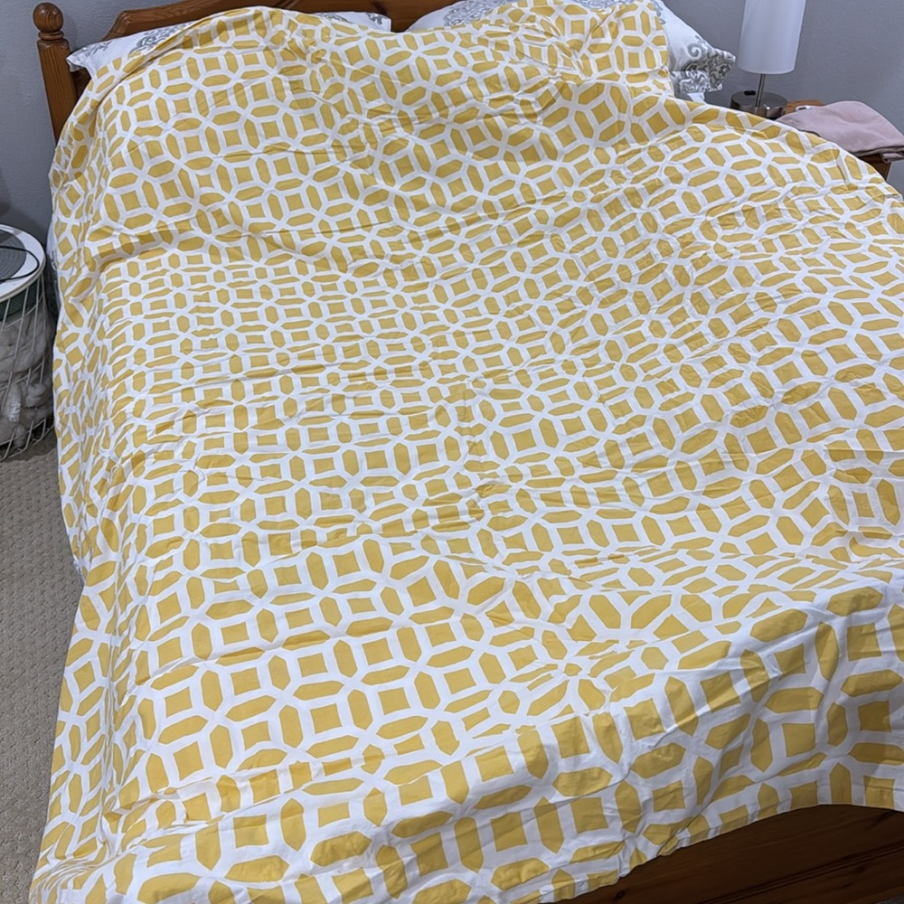Pottery Barn Teen Peyton Duvet Yellow and White 100% Cotton & 1 Sham Twin Size - Picture 3 of 4
